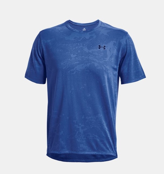 Mavi Erkek UA Tech™ Pencereli Jakarlı Kısa Kollu T-shirt