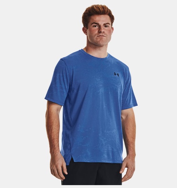 Mavi Erkek UA Tech™ Pencereli Jakarlı Kısa Kollu T-shirt