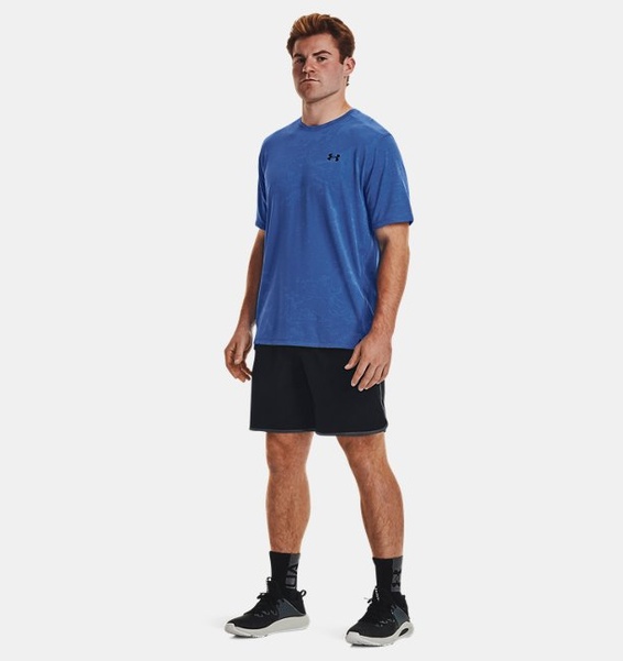 Mavi Erkek UA Tech™ Pencereli Jakarlı Kısa Kollu T-shirt