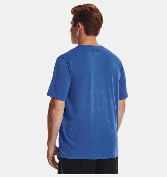 Mavi Erkek UA Tech™ Pencereli Jakarlı Kısa Kollu T-shirt