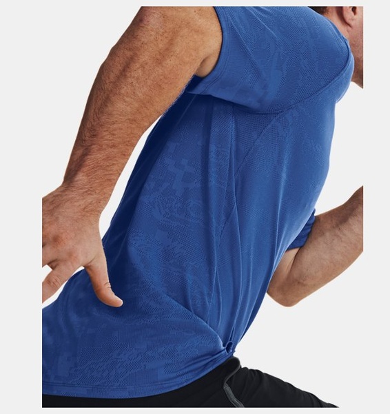 Mavi Erkek UA Tech™ Pencereli Jakarlı Kısa Kollu T-shirt