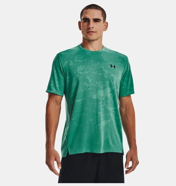 Yeşil Erkek UA Tech™ Pencereli Jakarlı Kısa Kollu T-shirt