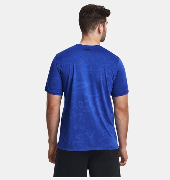 Mavi Erkek UA Tech™ Pencereli Jakarlı Kısa Kollu T-shirt