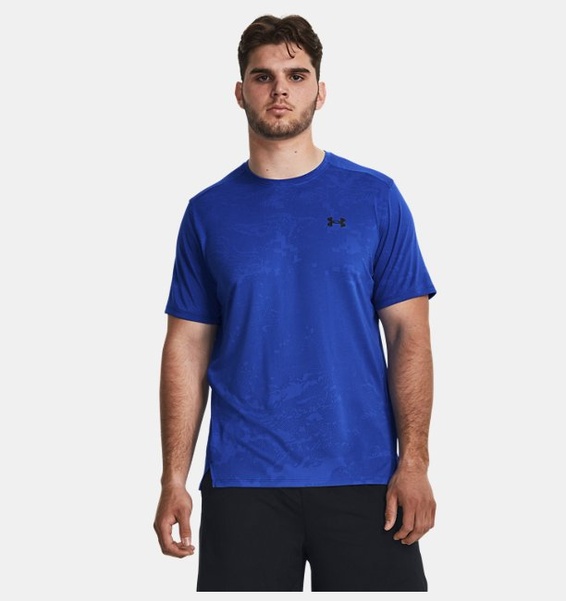 Mavi Erkek UA Tech™ Pencereli Jakarlı Kısa Kollu T-shirt