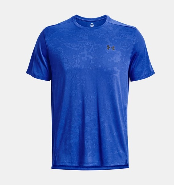 Mavi Erkek UA Tech™ Pencereli Jakarlı Kısa Kollu T-shirt