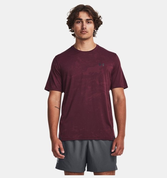 Kırmızı Erkek UA Tech™ Pencereli Jakarlı Kısa Kollu T-shirt