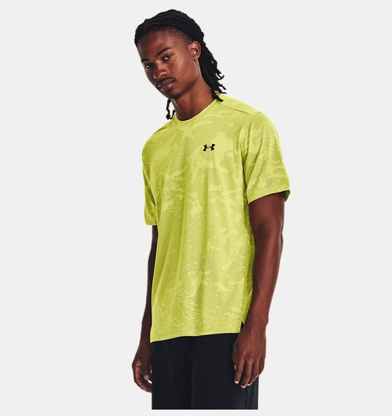 Sarı Erkek UA Tech™ Pencereli Jakarlı Kısa Kollu T-shirt