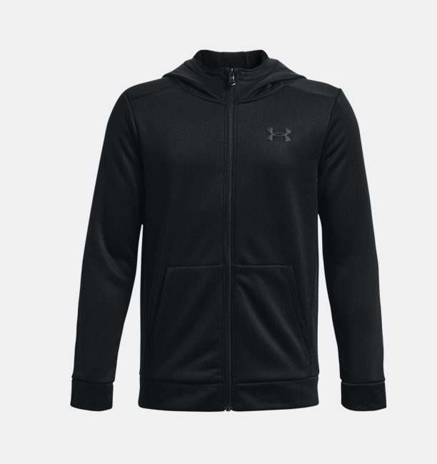 Erkek Çocuk Armour Fleece® Tam Boy Fermuarlı Siyah