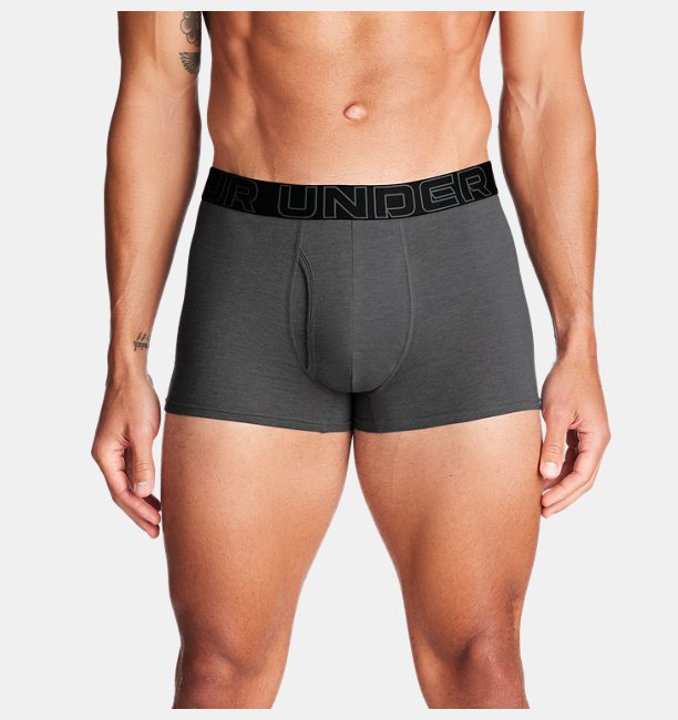 Erkek UA Performance Cotton 3" Boxerjock - 3'lü Paket Gri