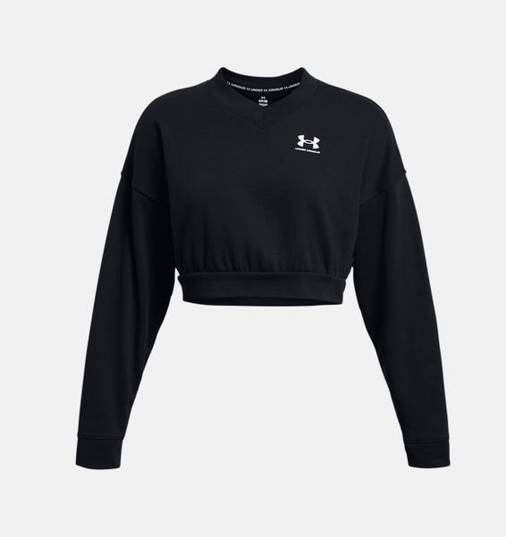 Siyah Kadın UA Rival Terry Oversized Crop Crew Sweatshirt