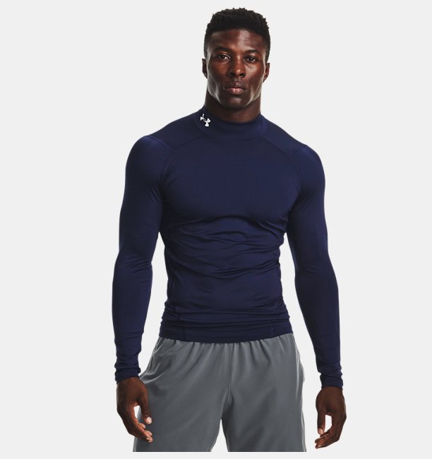 Erkek UA HG Armour Comp Mock Uzun Kollu T-shirt Lacivert