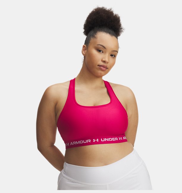 Kadın UA Crossback Mid Spor Sütyeni Pembe