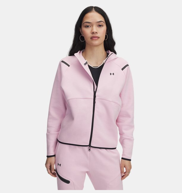 Kadın UA Unstoppable Fleece Tam Fermuarlı Sweatshirt Pembe