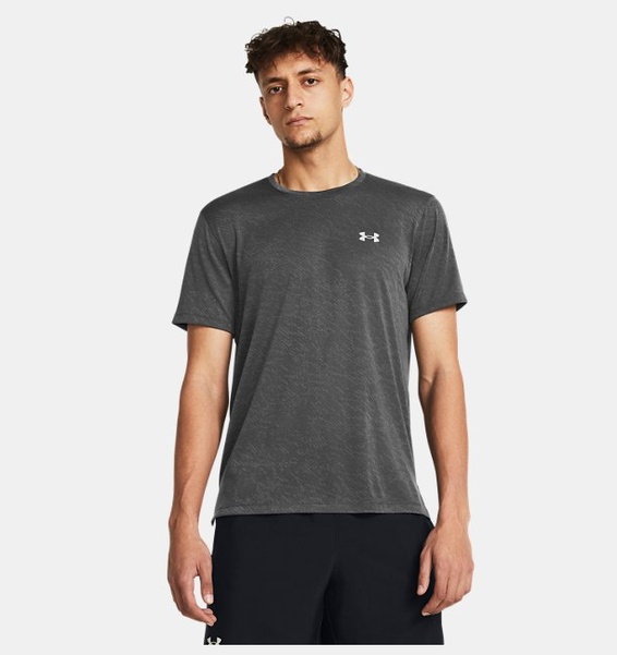 Gri Erkek UA Launch Camo Kısa Kollu Tişört