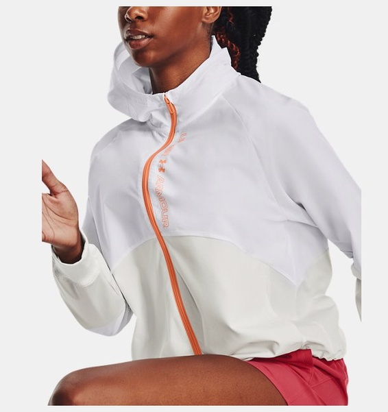 Beyaz Kadın UA Dokuma Tam Boy Fermuarlı Mont