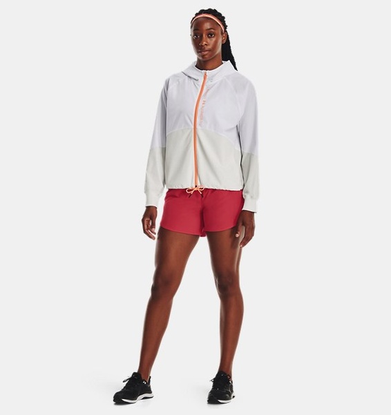 Beyaz Kadın UA Dokuma Tam Boy Fermuarlı Mont