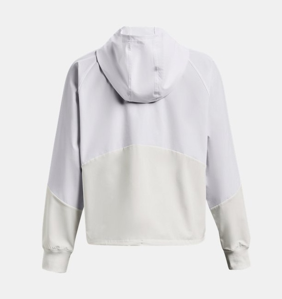 Beyaz Kadın UA Dokuma Tam Boy Fermuarlı Mont