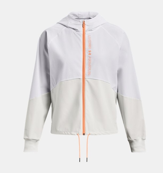 Beyaz Kadın UA Dokuma Tam Boy Fermuarlı Mont