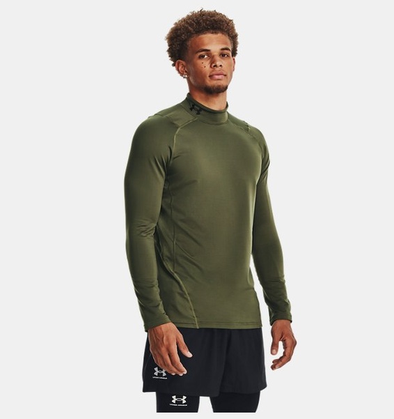 Haki Erkek UA ColdGear Armour Fitted Mock Uzun Kollu T-shirt