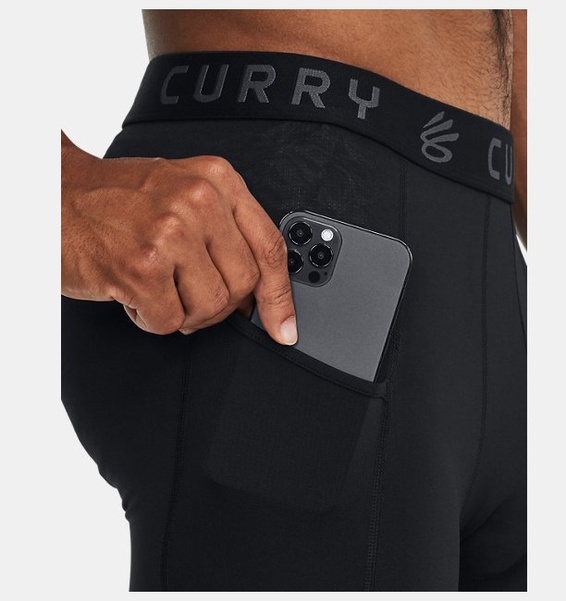 Siyah Erkek UA Curry Brand 3/4 Tayt