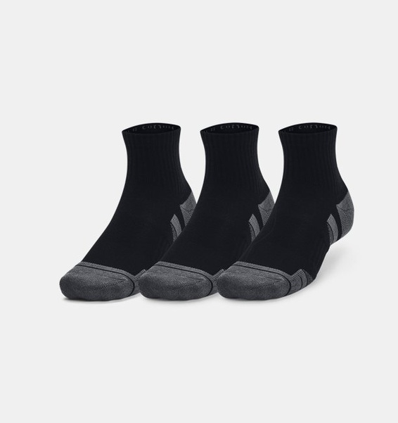 Siyah Unisex UA Performance Cotton 3’lü Paket Quarter Çorap
