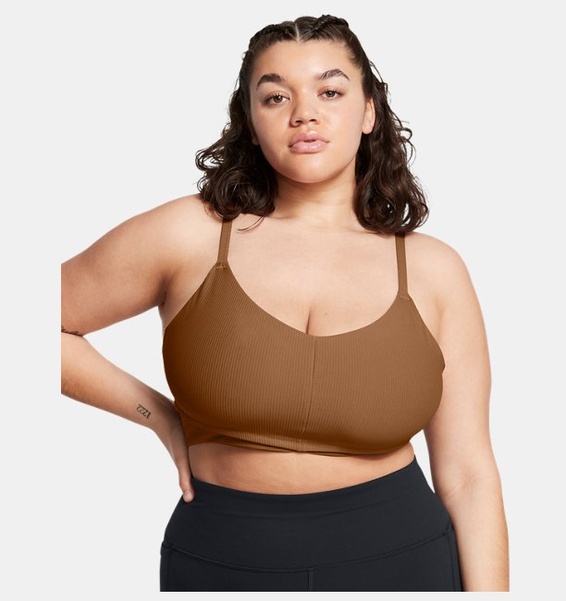 Kahverengi Kadın UA Meridian Rib Spor Sütyeni