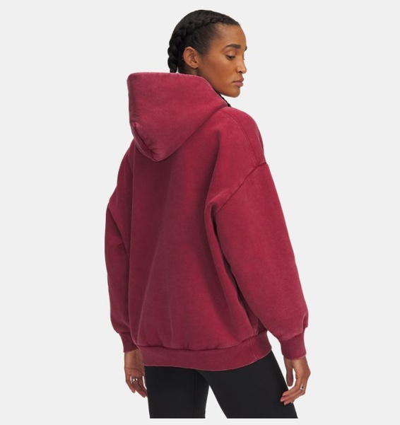 Bordo Kadın UA Icon Heavyweight Fleece Oversized Kapüşonlu Üst
