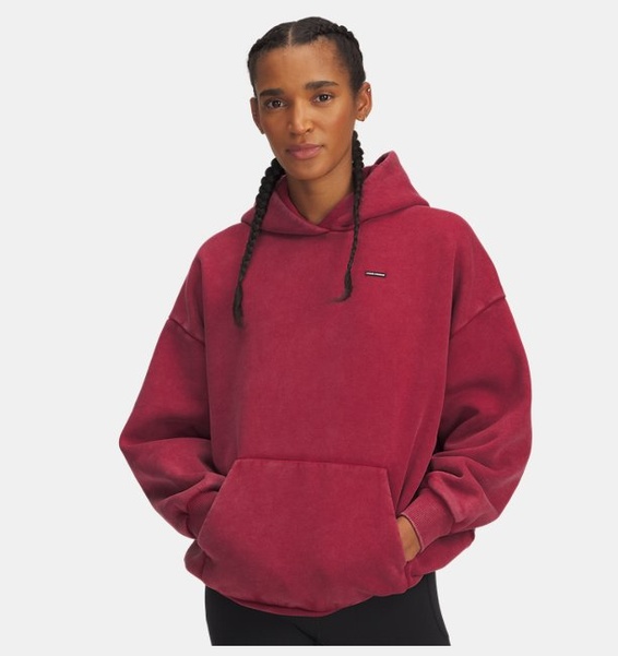 Bordo Kadın UA Icon Heavyweight Fleece Oversized Kapüşonlu Üst