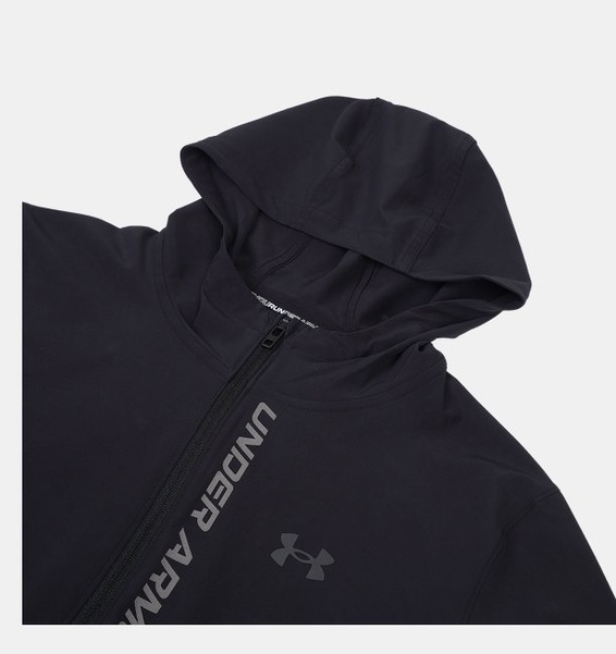 Siyah Kadın UA Dokuma Tam Boy Fermuarlı Mont