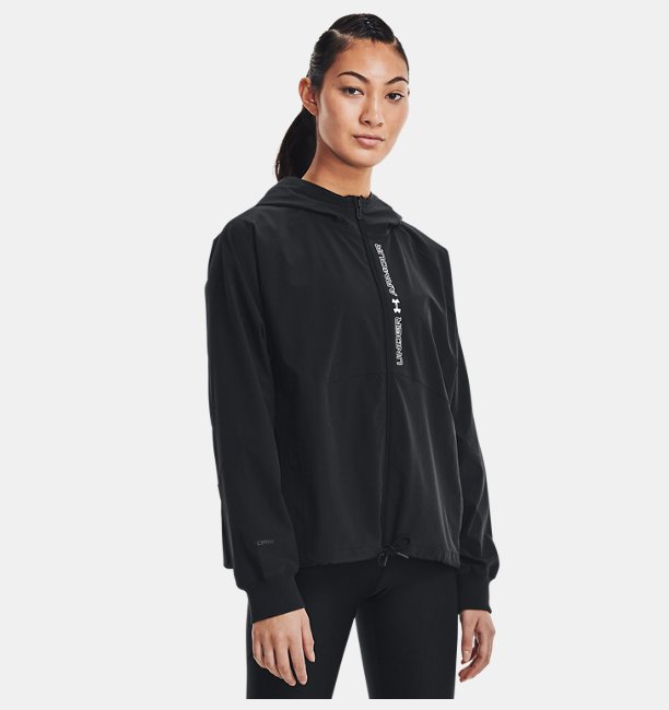 Kadın UA Dokuma Tam Boy Fermuarlı Mont Siyah