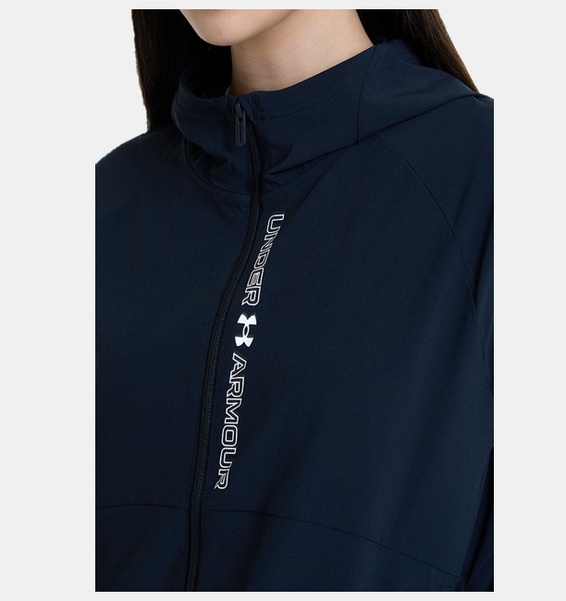 Siyah Kadın UA Dokuma Tam Boy Fermuarlı Mont