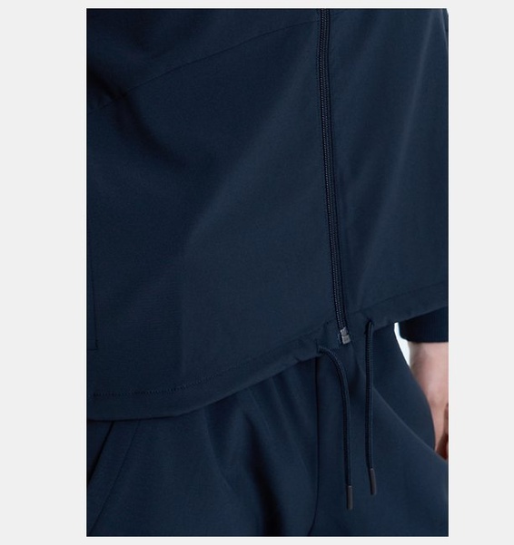 Siyah Kadın UA Dokuma Tam Boy Fermuarlı Mont