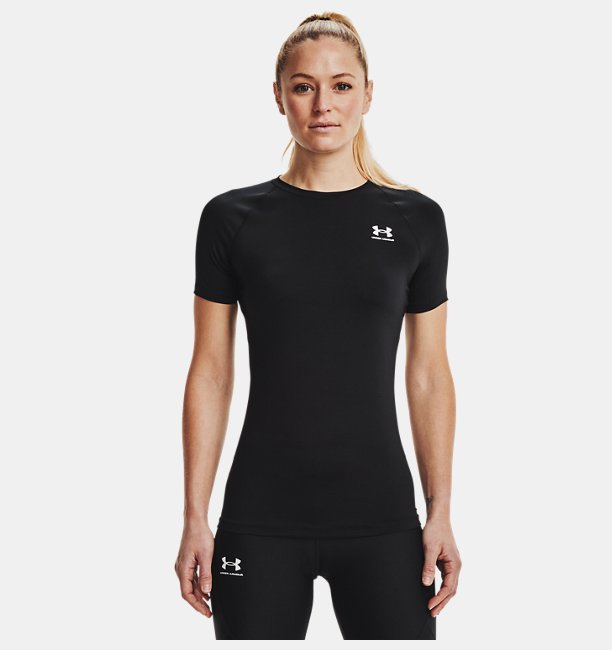 Kadın HeatGear® Compression Kısa Kollu Siyah