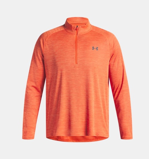 Kırmızı Erkek UA Tech Textured 1/2 Fermuarlı Uzun Kollu T-shirt