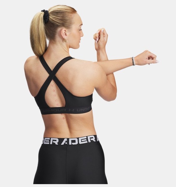 Siyah Kadın UA Crossback Mid Spor Sütyeni