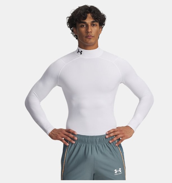 Beyaz Erkek UA CG Armour Comp Mock Uzun Kollu T-shirt