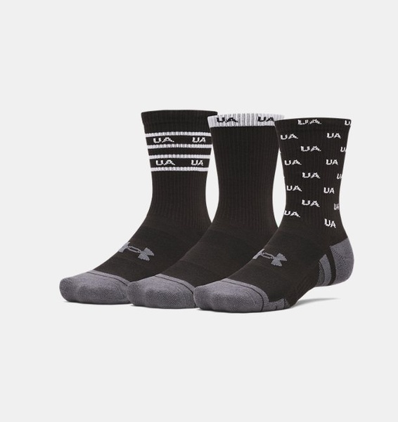 Siyah Unisex UA Perf Tech Nov 3’lü Paket Crew Çorap