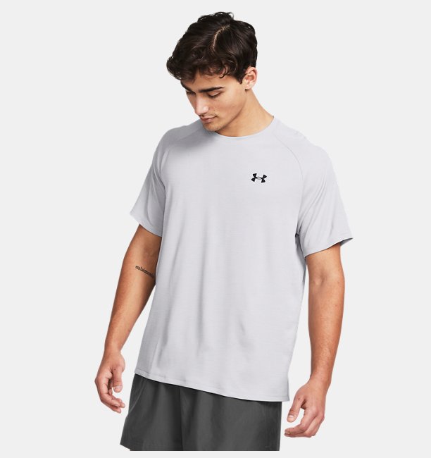 Erkek UA Tech Textured Kısa Kollu T-shirt Beyaz