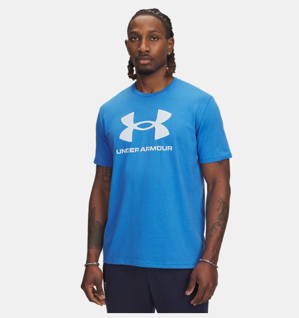 Erkek UA Sportstyle Logo Update Kısa Kollu T-shirt Mavi