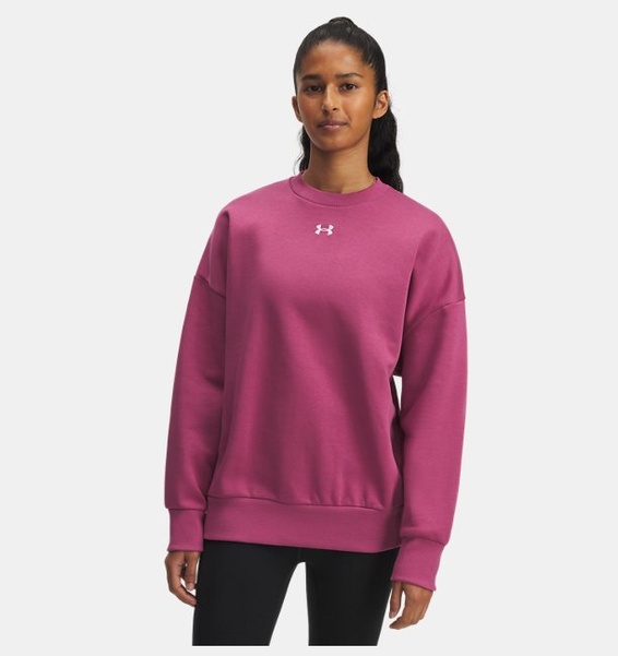 Kırmızı Kadın UA Rival Fleece Oversized Bisiklet Yaka Sweatshirt