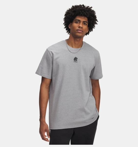 Gri Erkek UA Curry Heavyweight Logo T-shirt
