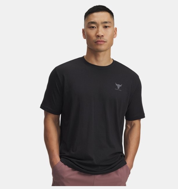 Siyah Erkek UA Project Rock Simple Branded Kısa Kollu T-Shirt