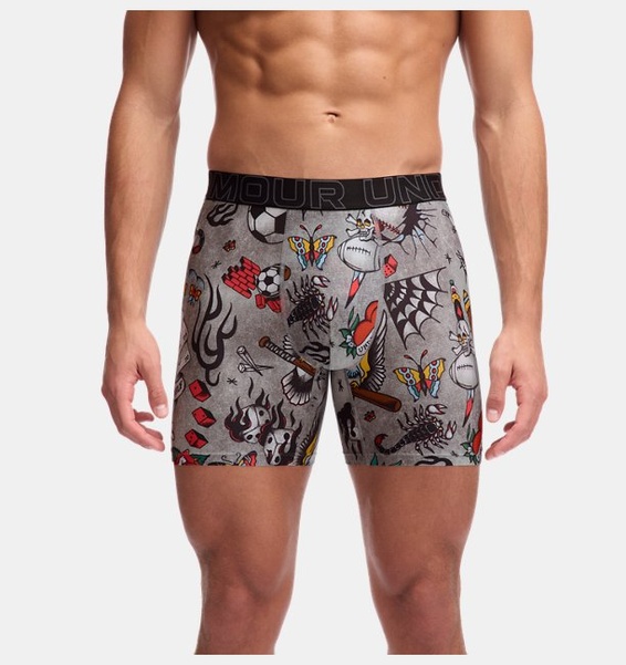 Siyah Erkek UA Performance Tech Mesh - Graphic 6 Inch (Energy Singles) İç Giyim