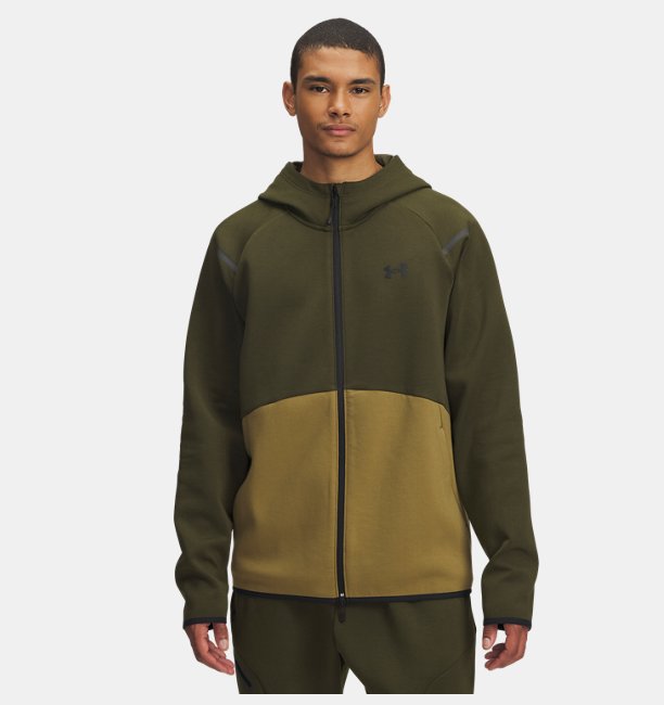 Erkek UA Unstoppable Fleece Tam Fermuarlı HD EU Sweatshirt Yeşil