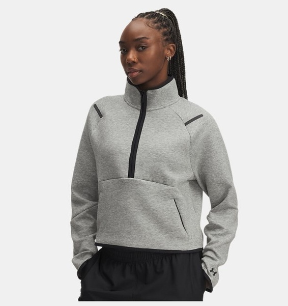Gri Kadın UA Unstoppable Fleece Yarım Fermuarlı Sweatshirt