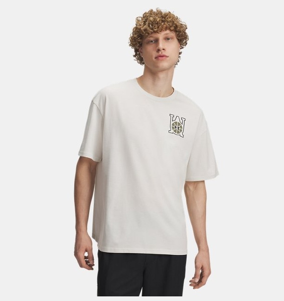 Beyaz Erkek UA Heavyweight Oversize Hoops Courtside T-Shirt