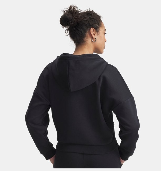 Siyah Kadın UA Rival Fleece Piped Yarım Fermuarlı Kapüşonlu Sweatshirt