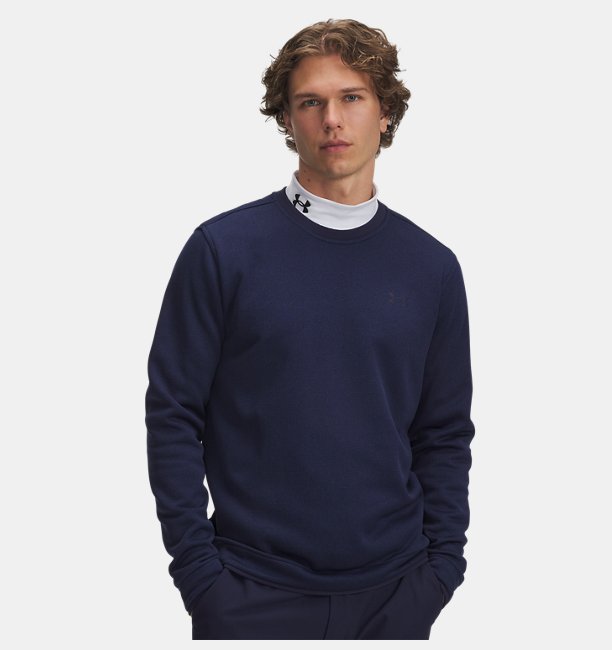 Erkek UA Sweater Fleece Crew Sweatshirt Mavi