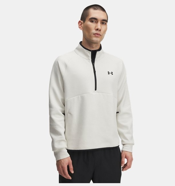 Beyaz Erkek UA Unstoppable Fleece Half Zip Sweatshirt