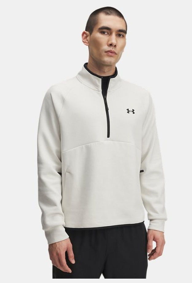 Erkek UA Unstoppable Fleece Half Zip Sweatshirt Beyaz 198632725566